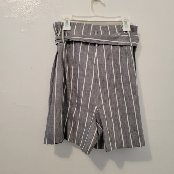 Theory High Waist Striped Linen Shorts - Picture 7 of 10